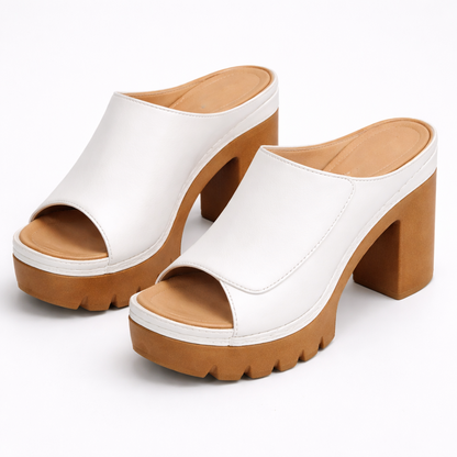 Van Rijn Fashion® | Leren plateaumule met blokhak