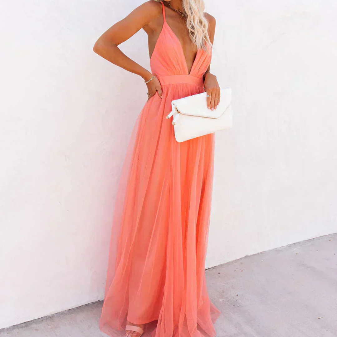 Van Rijn Fashion® | Maxi Jurk Koraal