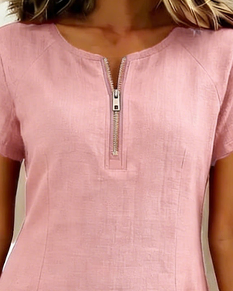Van Rijn Fashion® | Katoenen Jurk met Ritssluiting