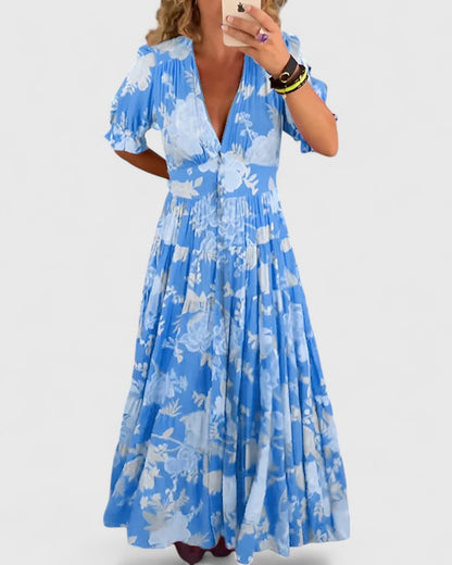 Van Rijn Fashion® | Bloemenjurk met V-hals