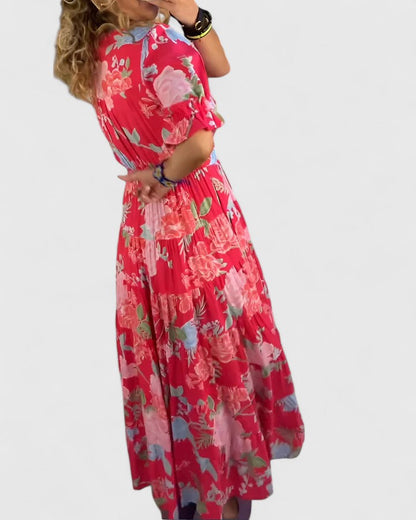 Van Rijn Fashion® | Bloemenjurk met V-hals
