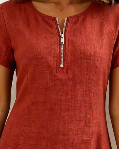 Van Rijn Fashion® | Katoenen Jurk met Ritssluiting
