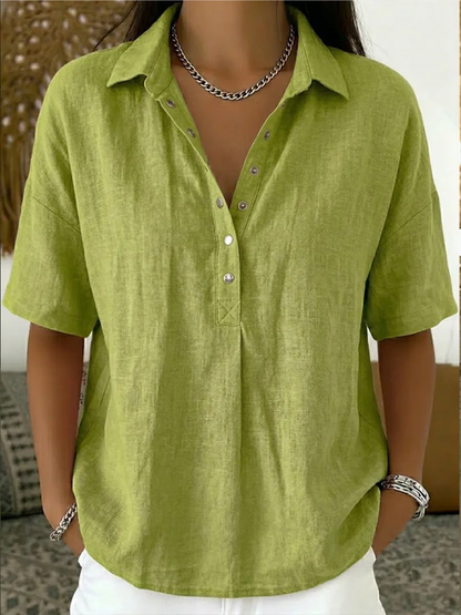 Van Rijn Fashion® | Elegante Blouse met Kraag & Knoopdetails