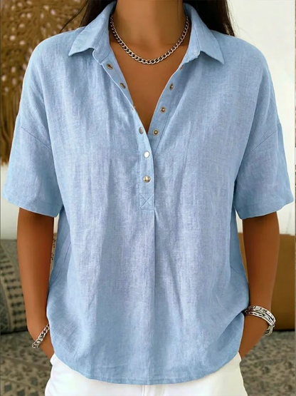 Van Rijn Fashion® | Blouse met Kraag en Knoopdetail