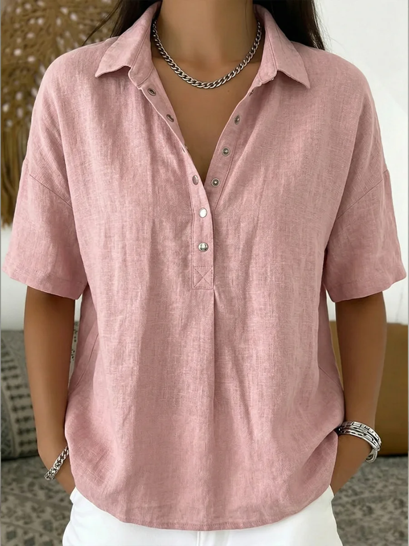 Van Rijn Fashion® | Elegante Blouse met Kraag & Knoopdetails