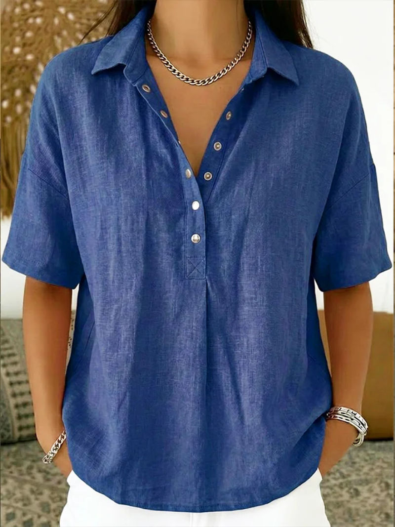 Van Rijn Fashion® | Elegante Blouse met Kraag & Knoopdetails