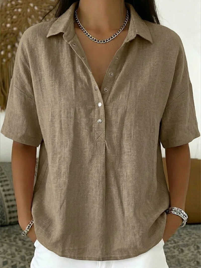 Van Rijn Fashion® | Blouse met Kraag en Knoopdetail