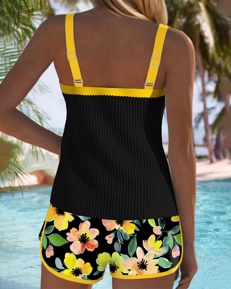 Viktoria | Levendige Tankini met Contrastdetails