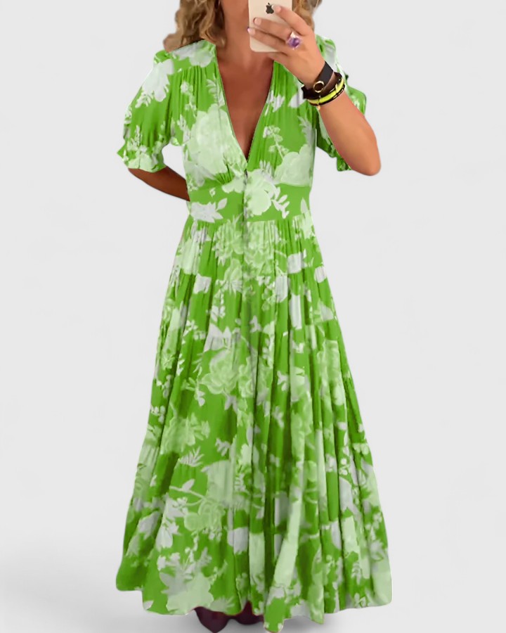 Van Rijn Fashion® | Bloemenjurk met V-hals
