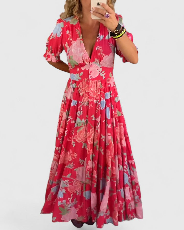 Van Rijn Fashion® | Bloemenjurk met V-hals