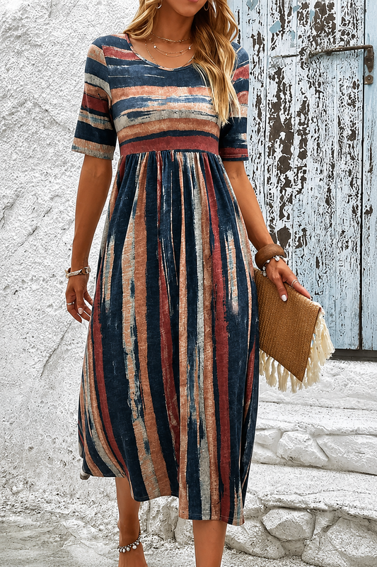 Bente | Gestreepte Midi Jurk