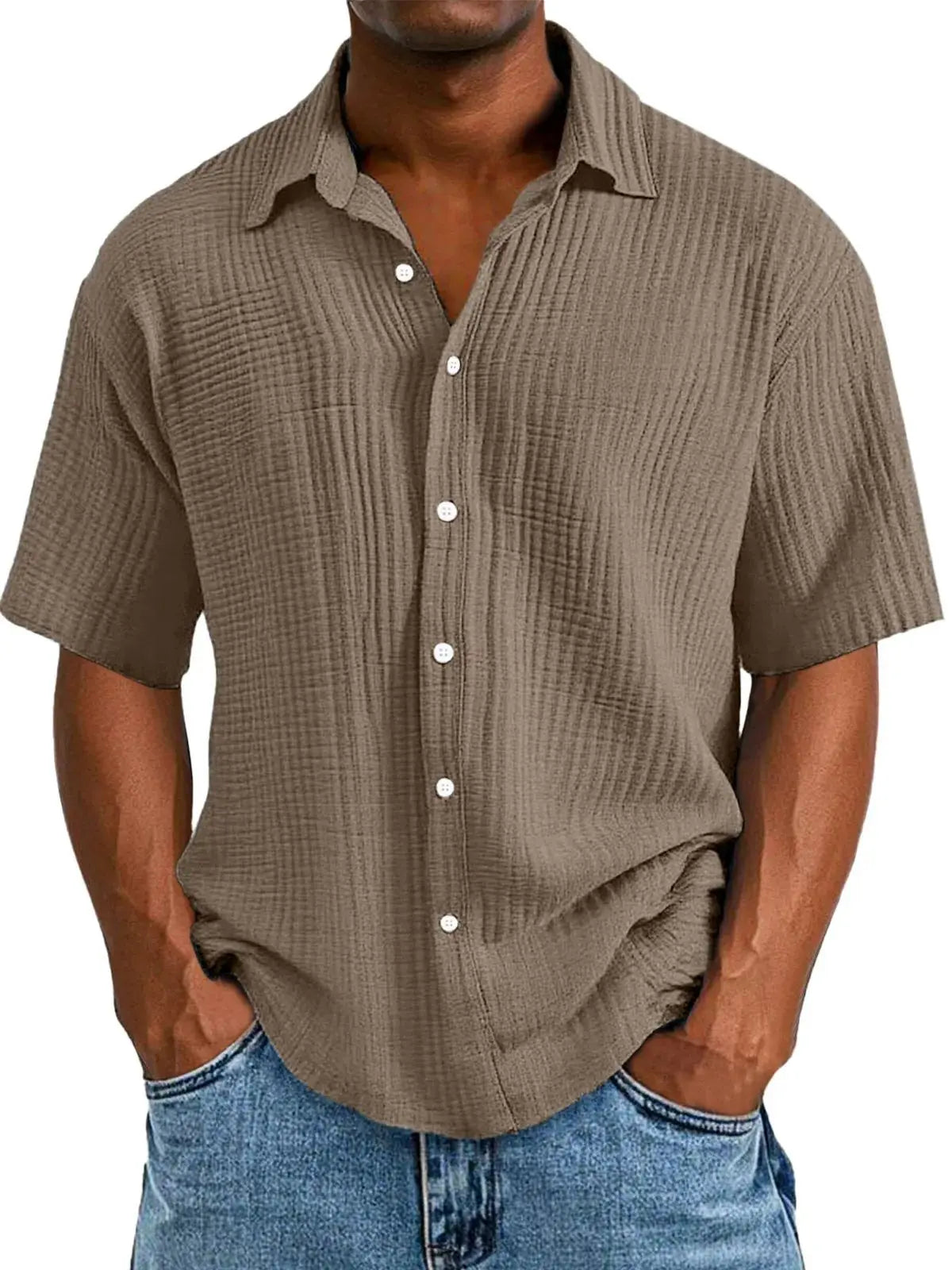 Van Rijn Fashion® | Crinkle Overhemd Korte Mouw