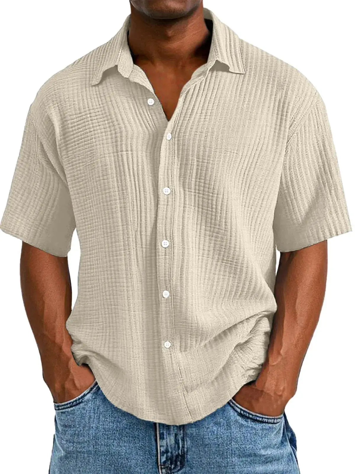 Van Rijn Fashion® | Crinkle Overhemd Korte Mouw