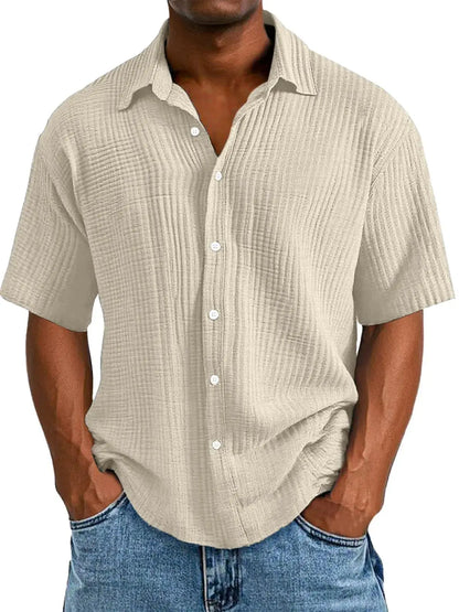Van Rijn Fashion® | Crinkle Overhemd Korte Mouw