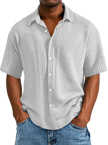 Van Rijn Fashion® | Crinkle Overhemd Korte Mouw