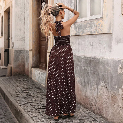 Van Rijn Fashion® | Polka Dot Halter Maxi-jurk