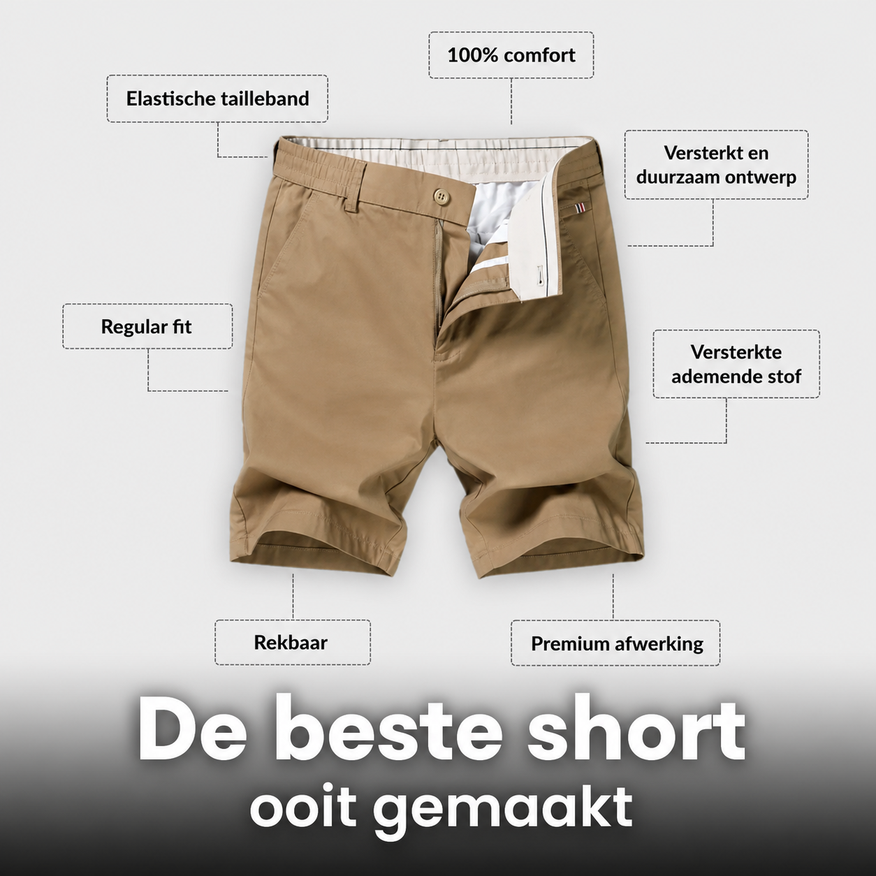 Van Rijn Fashion® | Stretch katoenen korte broek voor heren