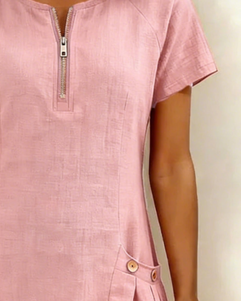 Van Rijn Fashion® | Katoenen Jurk met Ritssluiting