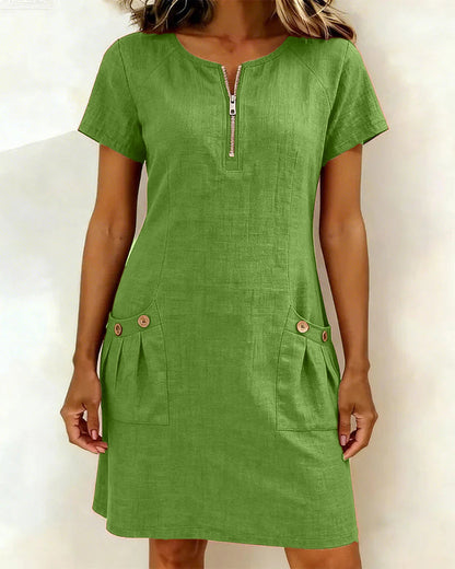 Van Rijn Fashion® | Katoenen Jurk met Ritssluiting