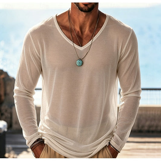 Axel V-Hals Longsleeve Top Beige