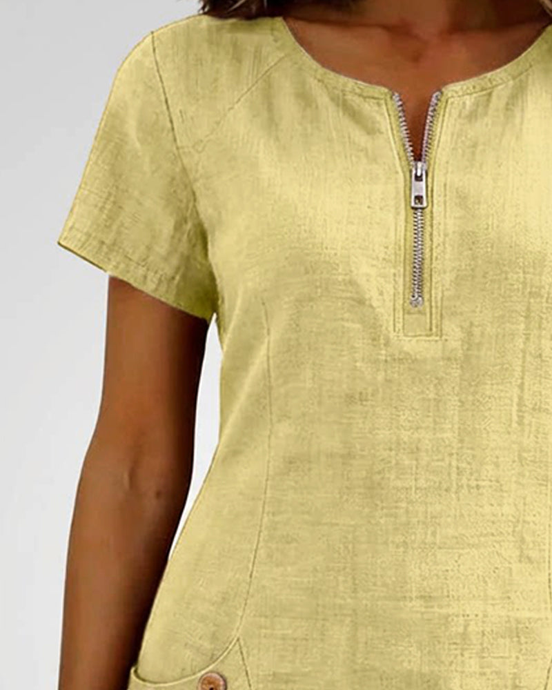 Van Rijn Fashion® | Katoenen Jurk met Ritssluiting