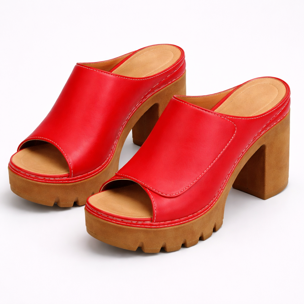 Van Rijn Fashion® | Leren plateaumule met blokhak