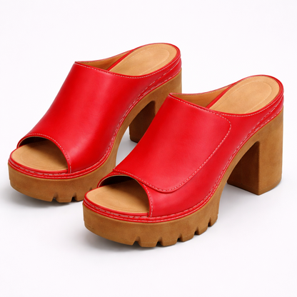 Van Rijn Fashion® | Leren plateaumule met blokhak