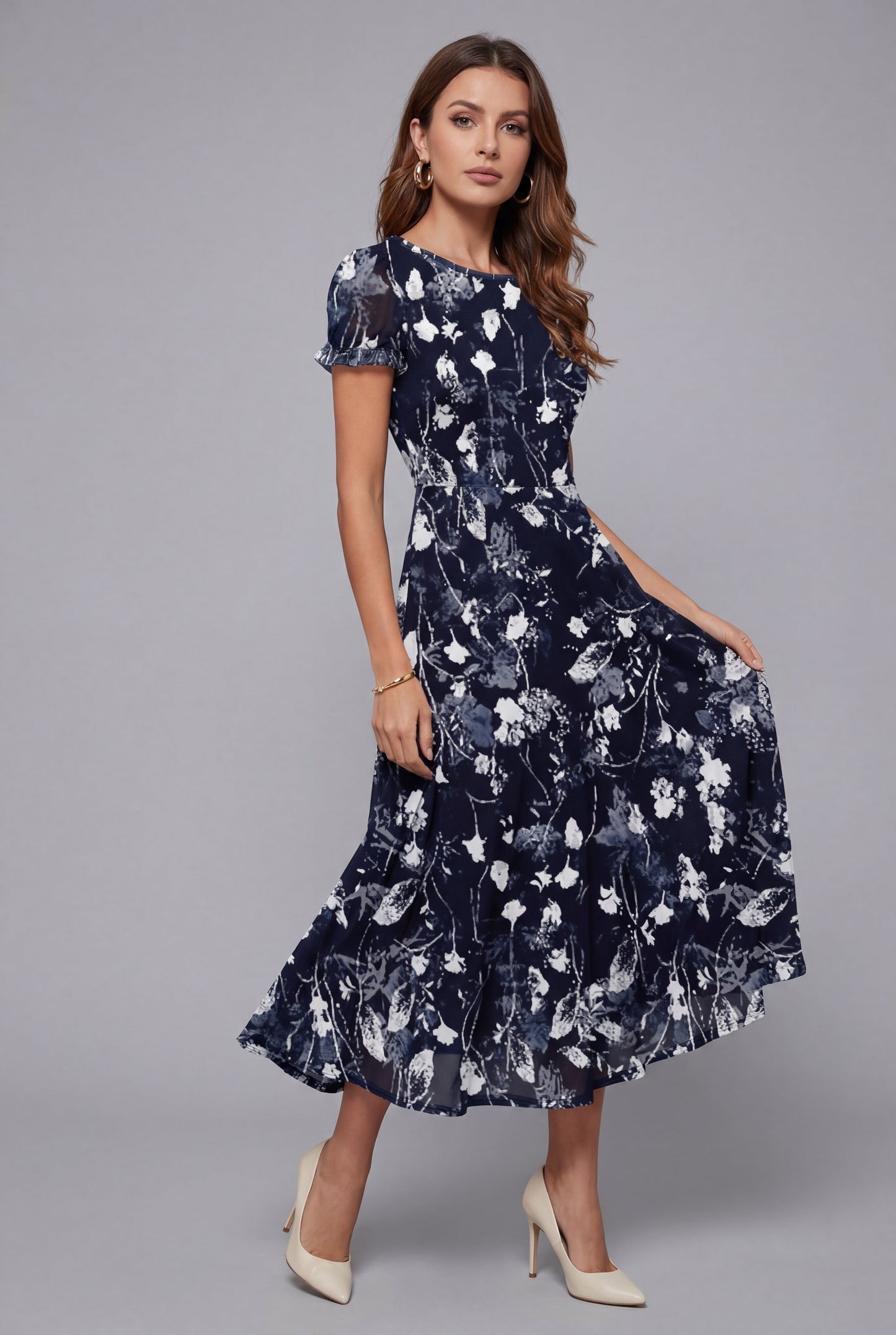 Van Rijn Fashion® | Bloemenprint Midi-jurk