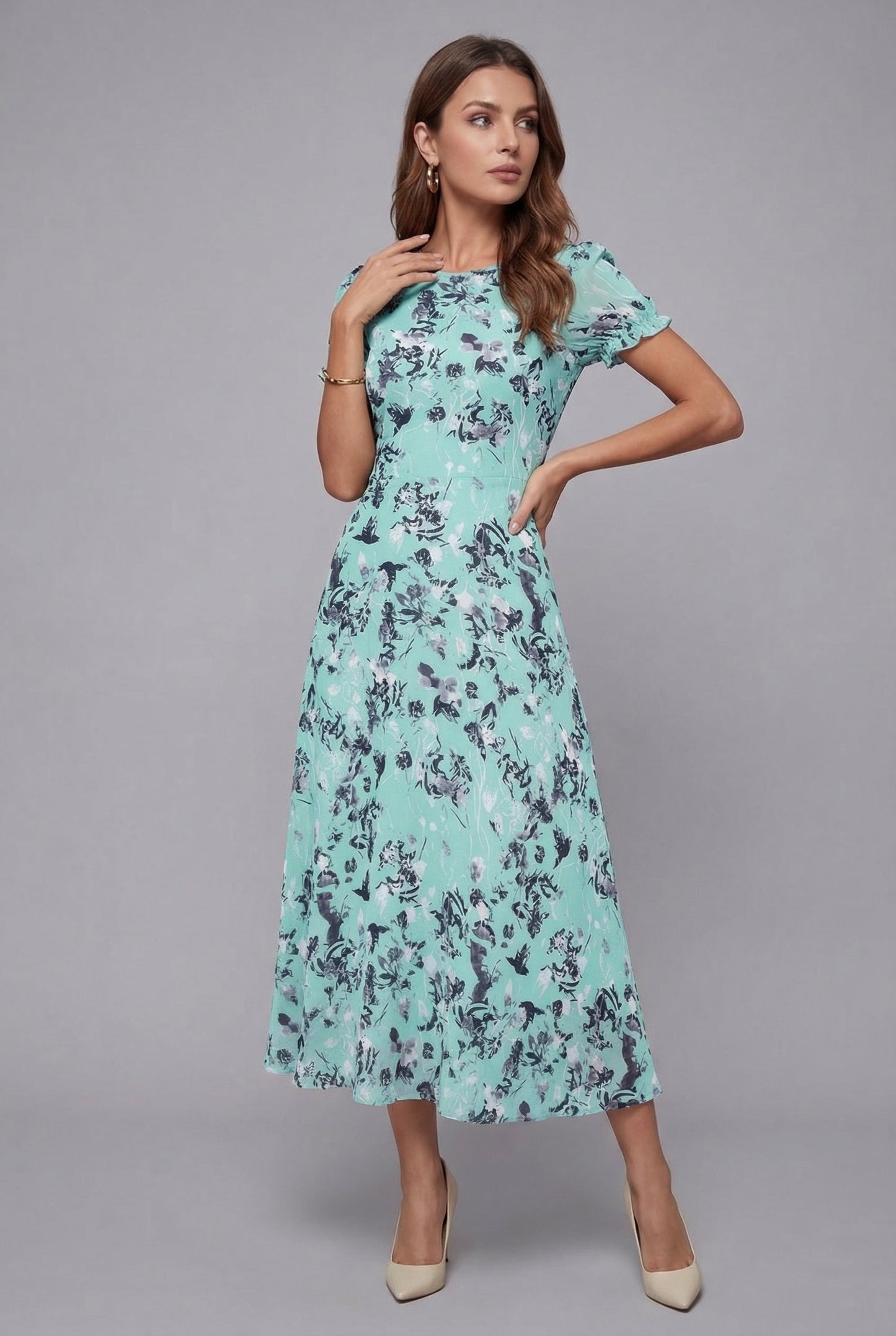 Van Rijn Fashion® | Bloemenprint Midi-jurk
