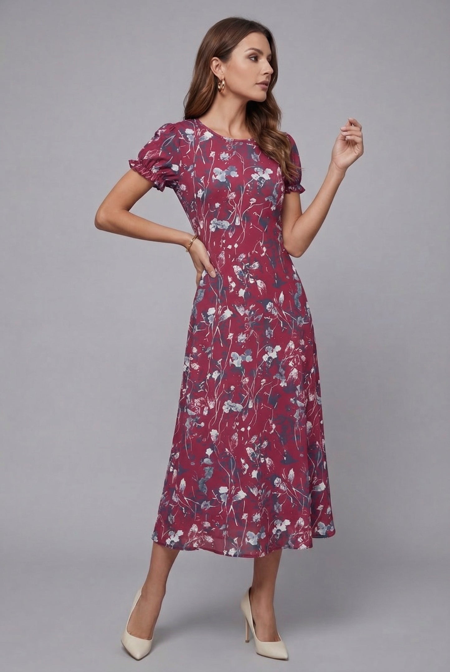 Van Rijn Fashion® | Bloemenprint Midi-jurk