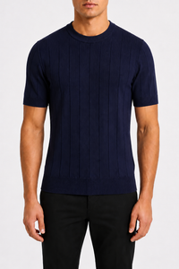Van Rijn Fashion® | Gebreid T-shirt marineblauw
