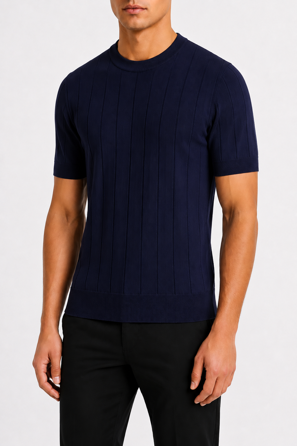 Van Rijn Fashion® | Gebreid T-shirt marineblauw