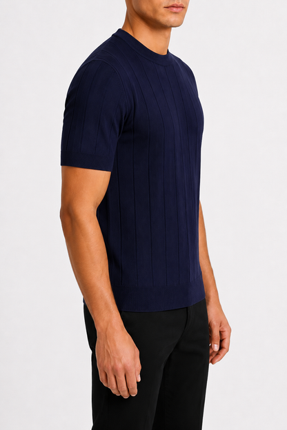 Van Rijn Fashion® | Gebreid T-shirt marineblauw